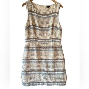Ann Taylor Cream and Gray Striped Dress